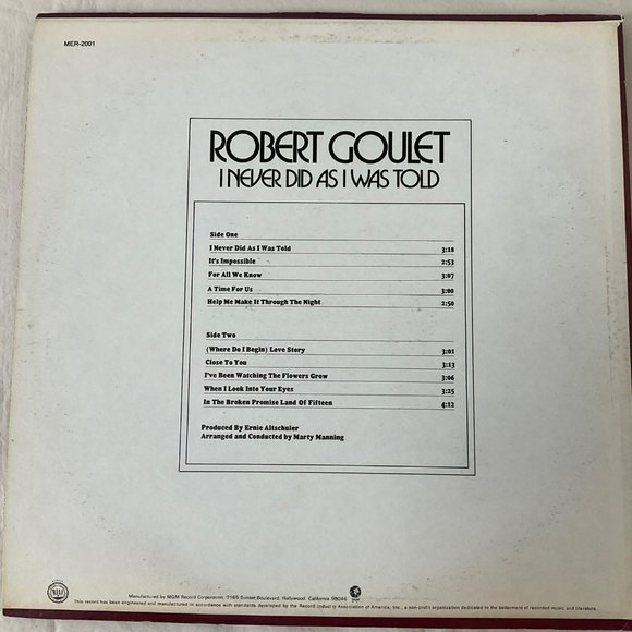 Robert Goulet: I Never Did As I Was Told Vintage Vinyl Record - Picture 2 of 9
